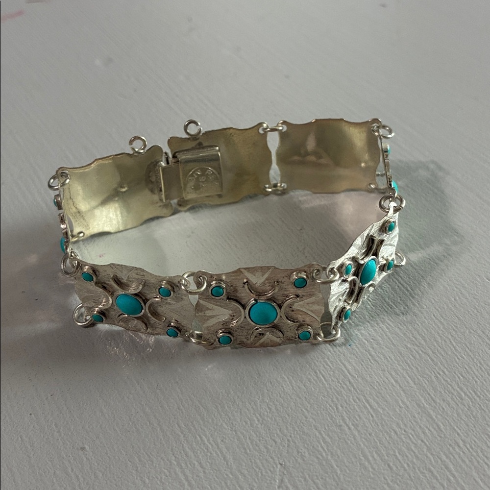 Sterling Silver Bracelet with Turquoise Accents
